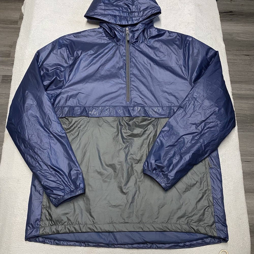Nike SB Anorak Jacket Mens XL Blue Packable Windbreaker Pockets Skate